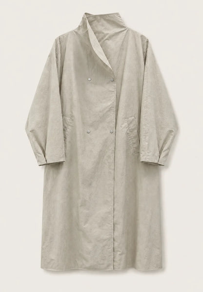 Convertible Collar Oversized Maxi Trench Coat Women Snap Buttons Dolman Sleeve Patch Pockets Outerwear New Ladies Trench Jacket