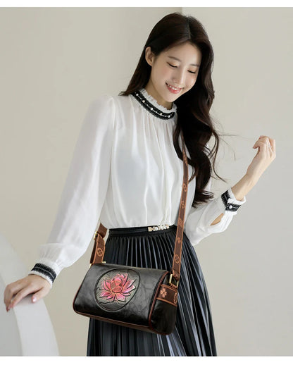 Casual Women Handbag Soft Leather Shoulder Crossbody Bags for Women 2024 New Fashion Print Ladies Messenger Tote Bag
