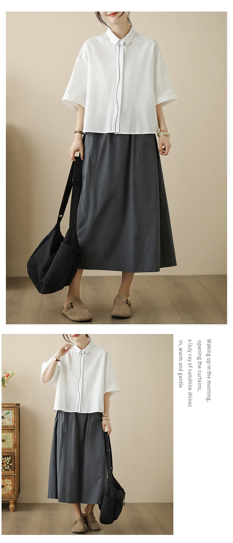 High-End Korean Japanese Artistic ort Sve Cotton Linen Embroidered irt Summer Wear Pear ape Fitting Women's Top