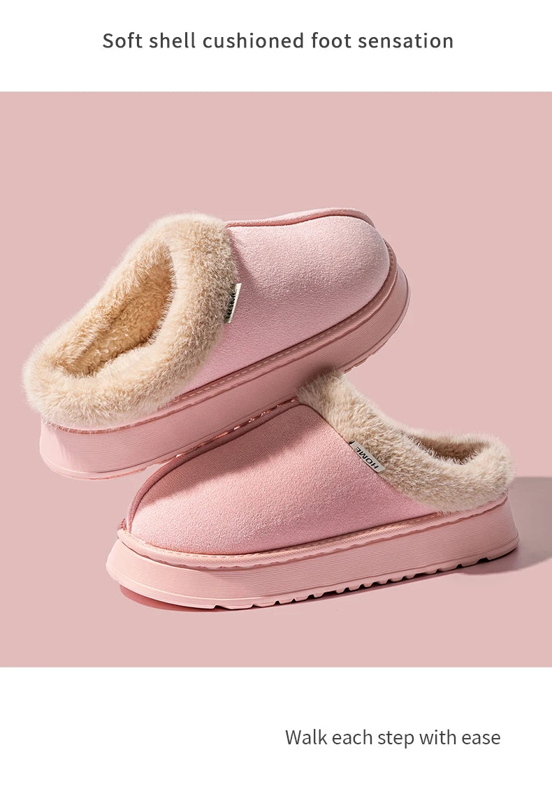 Women Fluffy Slippers for Autumn Winter Indoor EVA Thick Sole Anti-Slip Warm Unisex House Shoes