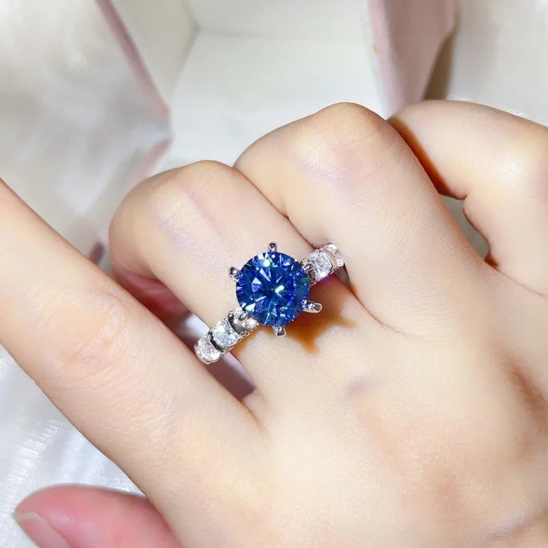 luxury 18K white gold and platinum PT950 marquise colored diamond moissanite ring women's colored special-shaped ring
