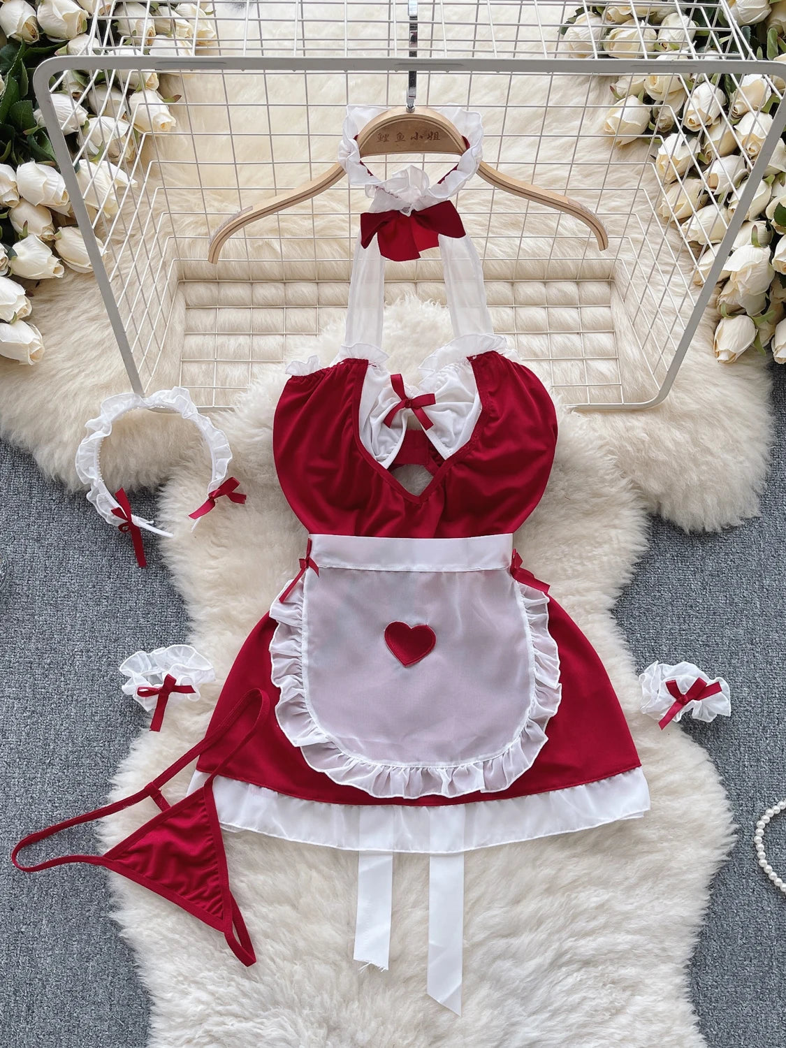 Coquette Lace Lingerie Set Sexy Mesh Bodysuit Valentines Day Sleepwear Gothic Strappy Catsuit Intimate Nightwear Romper