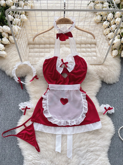 Coquette Lace Lingerie Set Sexy Mesh Bodysuit Valentines Day Sleepwear Gothic Strappy Catsuit Intimate Nightwear Romper