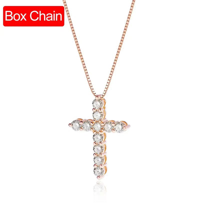 Serenity 3mm 4mm 5mm Black Moissanite Cross Pendant Necklace For Women Men 100% S925 Sterling Silver Jesus Neck Chain Plated 18K