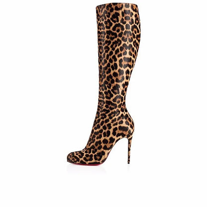 Women's Black Suede Knee High Boots, Platform Stiletto Heel Tall Boots, Elegant Pointed Toe Winter Dress Boots, Luxury Designer