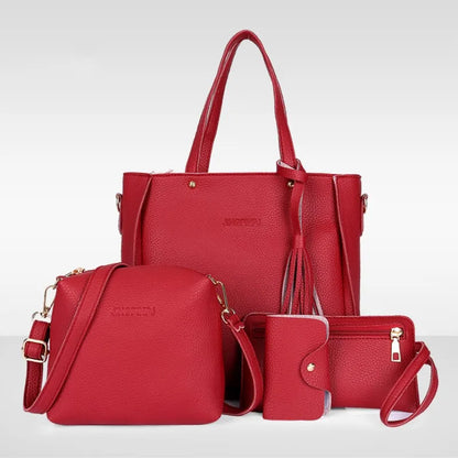 4Pcs/Set Shoulder Bag Large Capacity Crossbody Handbags Enhanced and Reinforced PU Leather Wallet Purse Crossbody Bags for Women