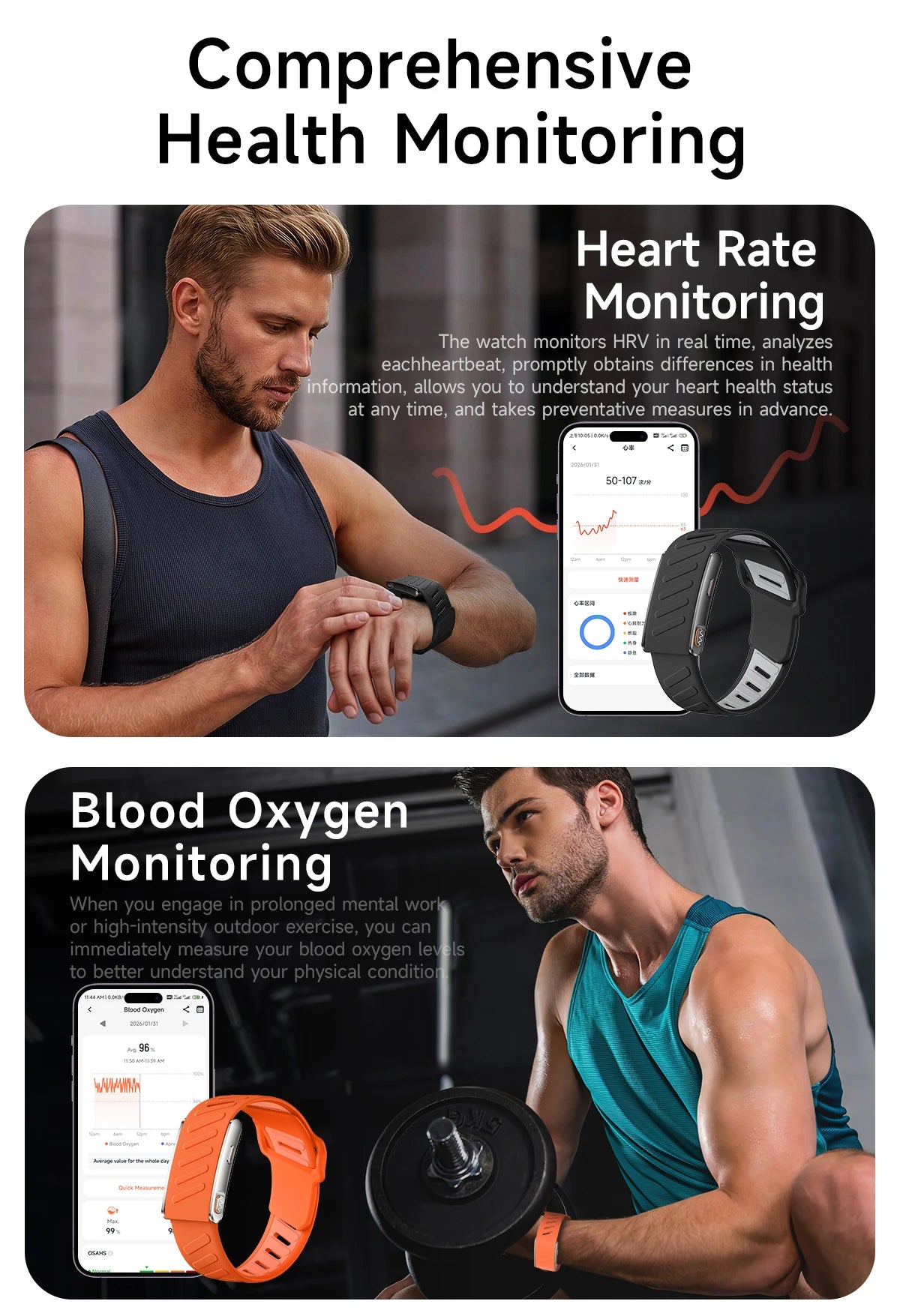 2026New Sport Fitness Tracker Smart Band Blood Oxygen Pressure Uric Acid Blood Lipid ECG Waterproof Smart Bracelet For Men Women
