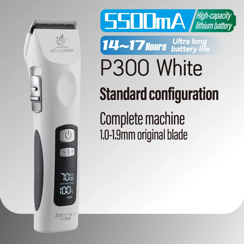 Fenice Cordless Rechargeable Pet Clipper Low Noise Professional Pet Hair Cutting Machine Grooming Trimmer Shaver Kit for Animals