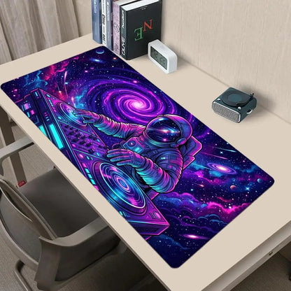 Space Astronaut DJ Mouse Pad Large Computer Office Game Table Mat Rubber Anti-slip Stitched Keyboard Mats 90x40 XXL Desk Pads