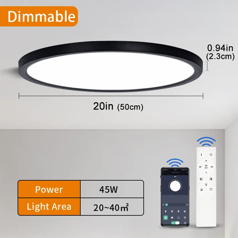 50CM Large Ceiling Lamp Smart APP/Remote Control Dimmable for Bedroom 48W Ceiling Lights AC 110/220V LED Lights for Living Room