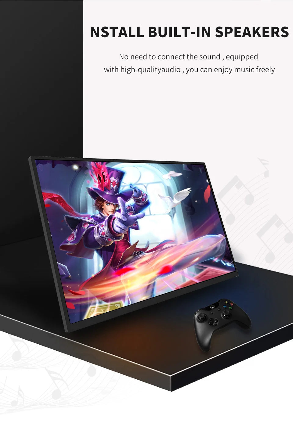 HGFRTEE Portable Monitor 18.5inch 120Hz Resolution Travel Size Gaming Display with USB-C Connection for Laptop PC Game Consoles