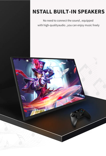 HGFRTEE Portable Monitor 18.5inch 120Hz Resolution Travel Size Gaming Display with USB-C Connection for Laptop PC Game Consoles