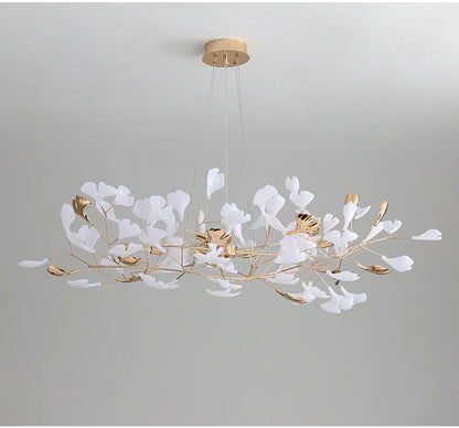 Modern Ceramics Chandeliers Home Ginkgo Biloba Decoration Villa Living Room Lighting Pendant Lamps Indoor Hanging Lights Fixture