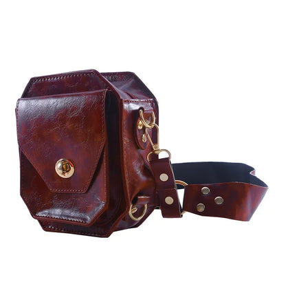 Punk Retro PU Square Waist Bag Casual Small Square Hip Packs For women's Crossbody Cross Multi-function Outdoor Leg Phone Pouch