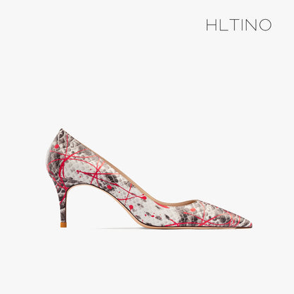 Elegant Woman Heel Shoes New Serpentine pattern Pointed Toe Shallow High Heels Fashion Party Pumps Luxury Designer Women's Shoes