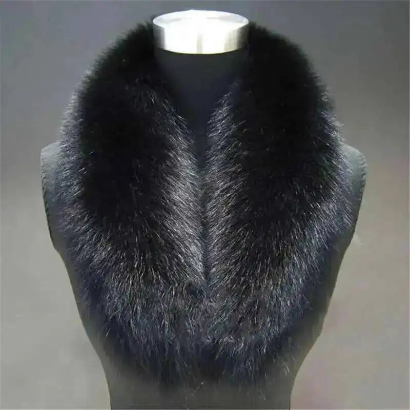 Natural Color Raccoon Fox Real Fur Collar Scarf Genuine Big Size Scarves Warp Shawl Neck Warmer Stole Muffler with Clip Loops #6