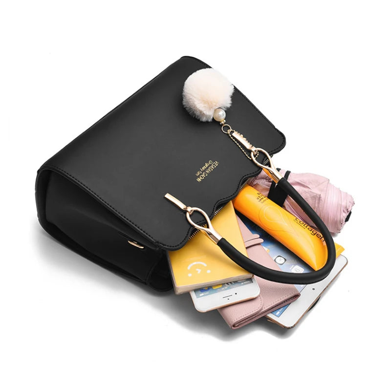 Yogodlns Women Handbags Ladies Large Tote Bag Female Square Shoulder Bags Bolsas Femininas Sac PU Leather Hairball Crossbody Bag