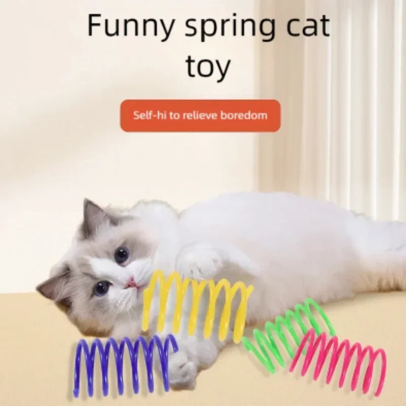 4Pcs Interactive Colorful Gauge Kitten Coil Spiral Springs Cat Toys for Kittens And Cats Pet Products
