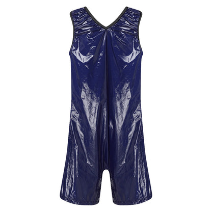 Womens Waterproof Rompers Adaptive Nightwear Glossy Sleeveless Buttons Crotch Bodysuit Sports Swimwear Special Needs Clothing