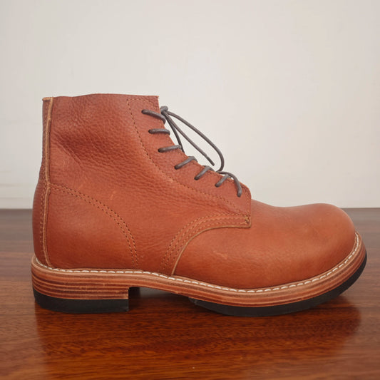 Men Vintage American Style Work Ankle Boots, Top Layer Cowhide Hand Welted Handmade Leather Boots, Retro Lace Up Men Fashion Boo