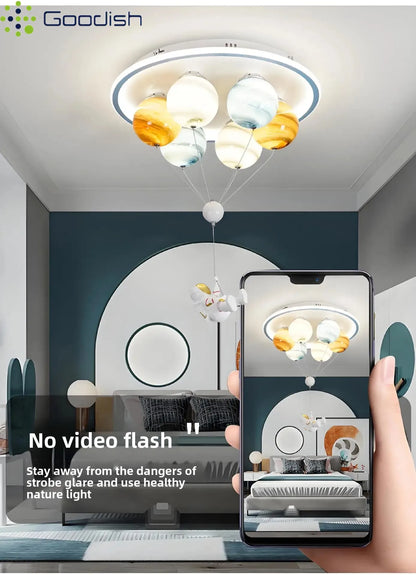 Modern Nordic Stylish Astronaut Planet Sky Led Ceiling Lights Art Creative Lamp for Chidren's Bedroom Home Decoration Chandelier