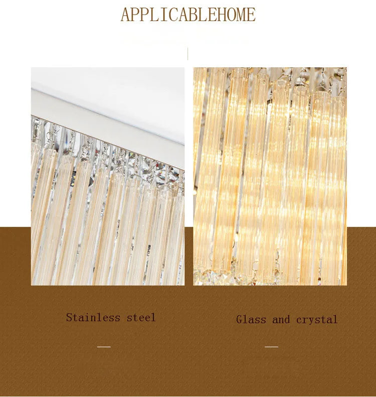 K9 Crystal Ceiling Lights LED Modern Lamps Luxury Chandelier Living Room Dining Bedroom Rectangle LED Lighting Hotel Mall Shop