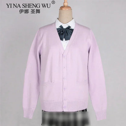 School JK Uniform Sweater Coat Anime Cosplay Costumes Cardigan Outerwear Sweater 16 Colour Long Sleeve Knitting Coat For Girls