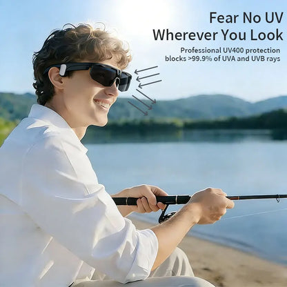 LIGE New Smart Glasses 800W Pixels Camera  1080P Video Waterproof Outdoor Cycling UV protection Bluetooth Call Smart Sunglasses