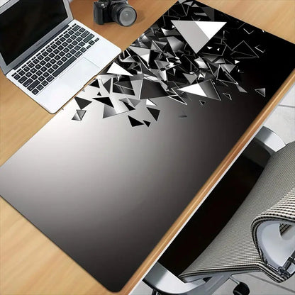 Black and Gray Polygon Pattern Mouse Pad Desk Mat Stitched Edge Non-Slip Gaming Mats PC Accessories Keyboard Desk Pad Mauspad