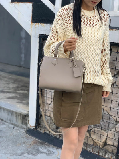 Genuine Grade Leather Women's Shoulder Crossbody Bag Luxury Designer Brand Female Handbag Fashion Soft Cowhide Ladies Boston Bag