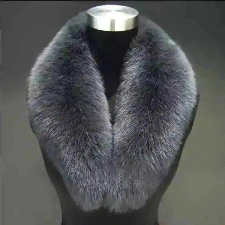 Natural Color Raccoon Fox Real Fur Collar Scarf Genuine Big Size Scarves Warp Shawl Neck Warmer Stole Muffler with Clip Loops #6