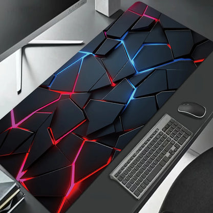 Large Gaming Mouse Pad 90x40 Red Blue Gradient Design Non-Slip Rubber Sewn Edge Gaming Desk Mat Keyboard Gamers and Office Work