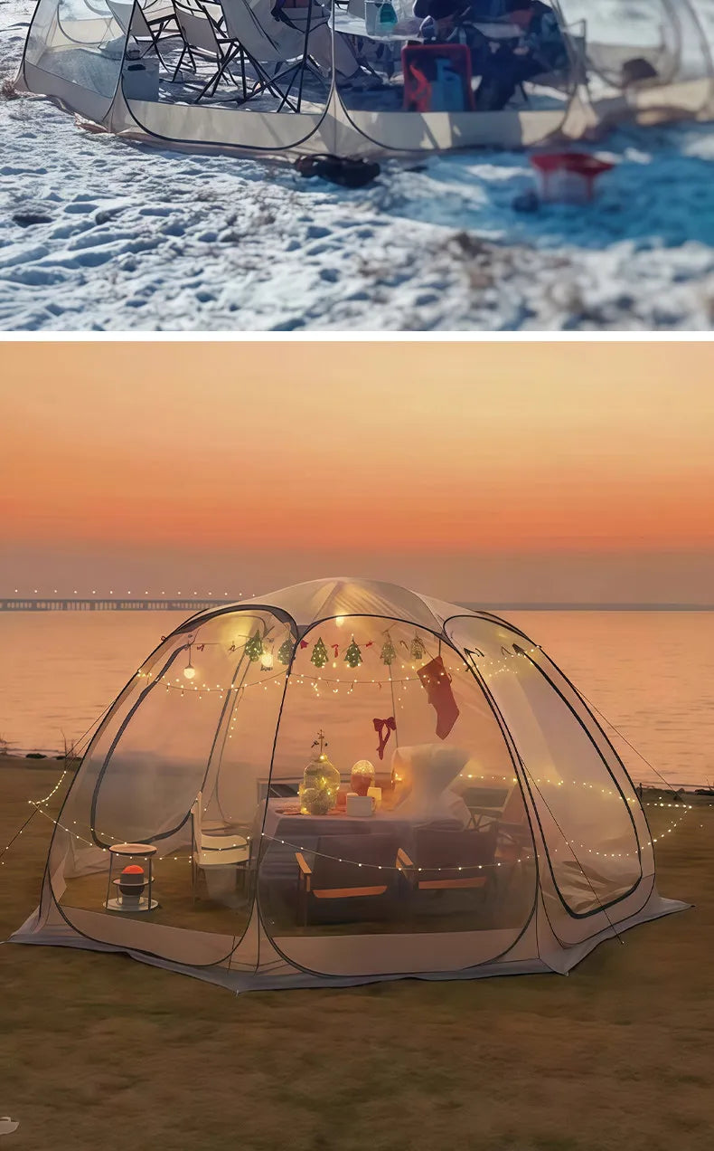 Transparent Bubble Tent for Winter Camping,Insulated Windproof Geodesic Dome Tent with Stargazing Skylight,Outdoor Glamping Tent