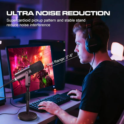 Podcast Dynamic Microphone, XLR/USB Recording PC Microphones for Broadcast, Podcast, Recording, Gaming & Streaming, Studio Mic