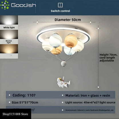 Modern Nordic Stylish Astronaut Planet Sky Led Ceiling Lights Art Creative Lamp for Chidren's Bedroom Home Decoration Chandelier