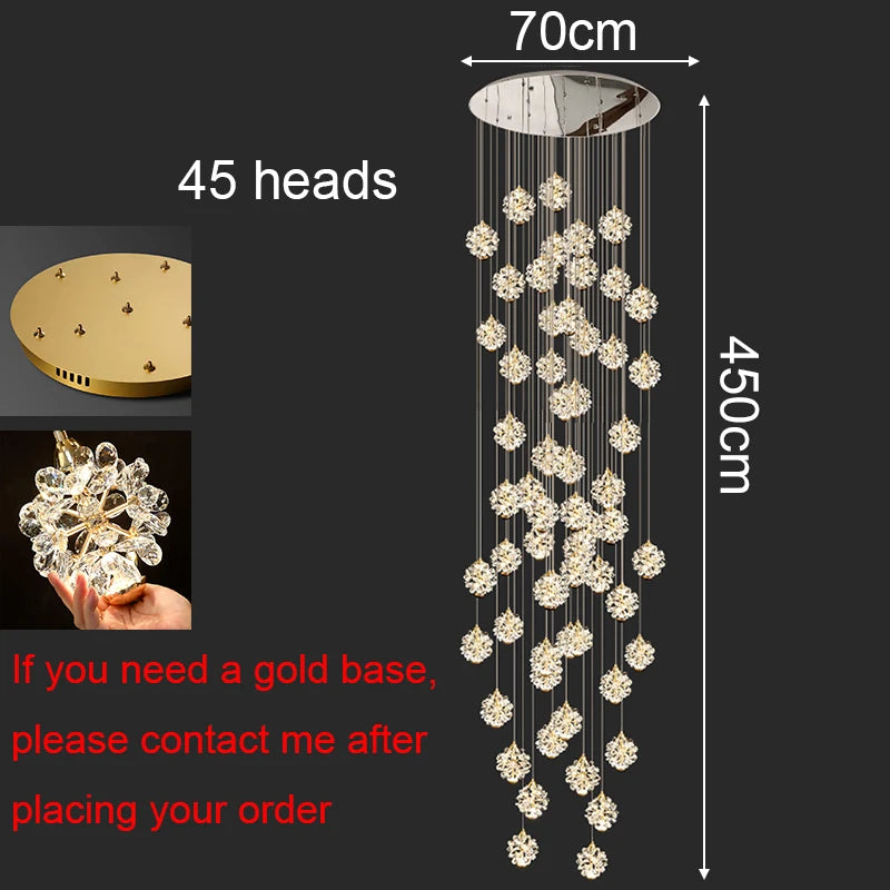 Modern Crystal stair chandelier lights indoor lighting Ceiling lamp hanging light led Chandeliers for living room indoor lightin
