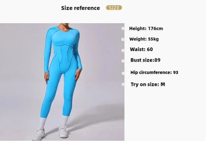 Yoga Sports Fitness Jumpsuits Sets Pants Women's Hip-lifting One-piece Open Back Long-sleeved Outdoors Workout Gym Yoga Bodysuit