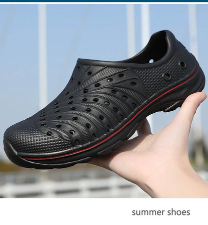 Crestar Men's Clogs Sandals Summer Holes Breathable Garden Home Sandals Fashion Outdoor Antiskid Sole Beach Slides Solid Color