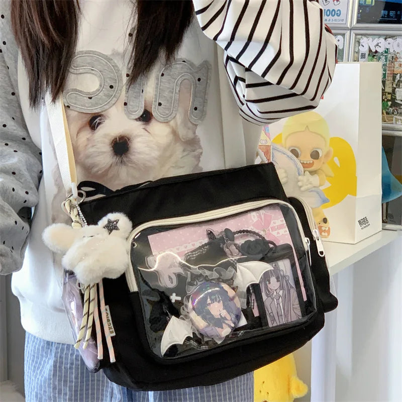 Trendy Transparent Crossbody Bag for Girls Large Capacity Shoulder Bags Fashionable School Style Texture and Versatile Ita Bag