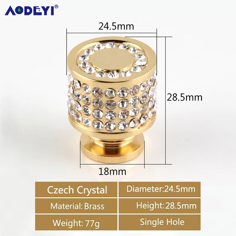 Crystal Drawer Pull Handles Diamond Sliver Wine Wardrobe Decotation Furniture Dresser Kitchen Cupboard Cabinet Knobs Gold Chrome