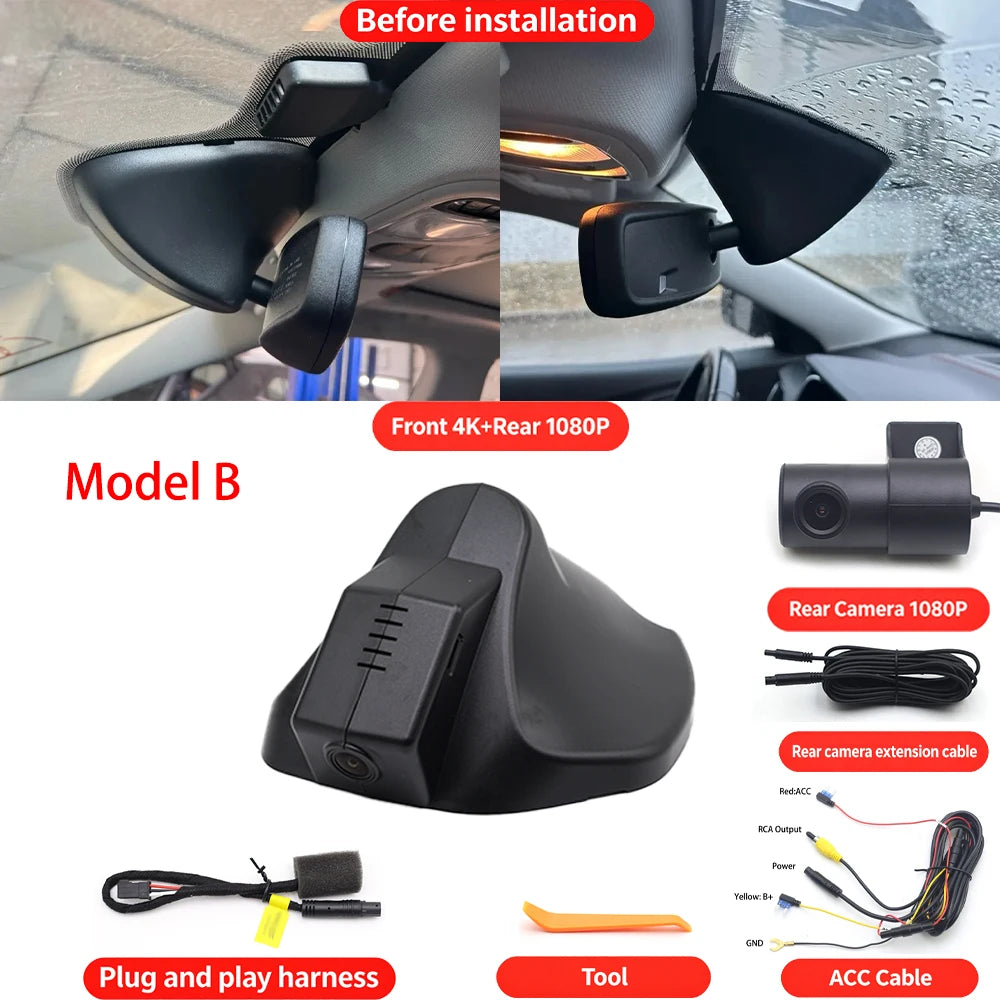 for Jeep Cherokee KL Facelift 2019-2025 Plug and Play Wifi OEM DVR 4K Dash Cam Front Rear Camera Night Vision Video Recorder