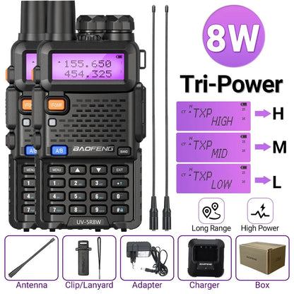 1/2PCS Baofeng UV 5R 5W 8W Walkie Talkie Ham CB Radio Long Range Dual Band VHF UHF FM Transceiver Two Way Radio UV5R K5 Plus