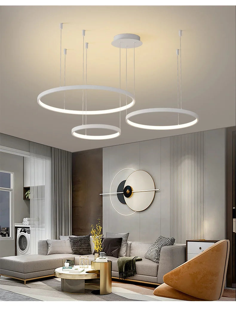 Living Room Ring Pendant Lights Acrylic Led Restaurant Chandelier Modern Minimalist Art Creative Personality Net Red Custom Lamp