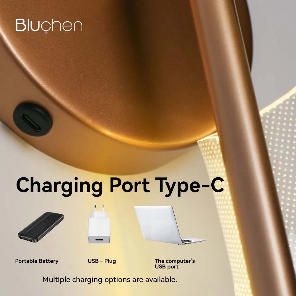 Rechargeable Interior Wall Lights Gold 10000mAH Wireless LED Wall Lamp Battery Operated Beside Bedroom Light Hallway Living Room