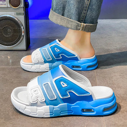 Summer Men Slippers Casual Sandals Platform Bubble Outdoor Beach Sandals Garden Shoes Male Comfortable Home Slides Loafers 39-47
