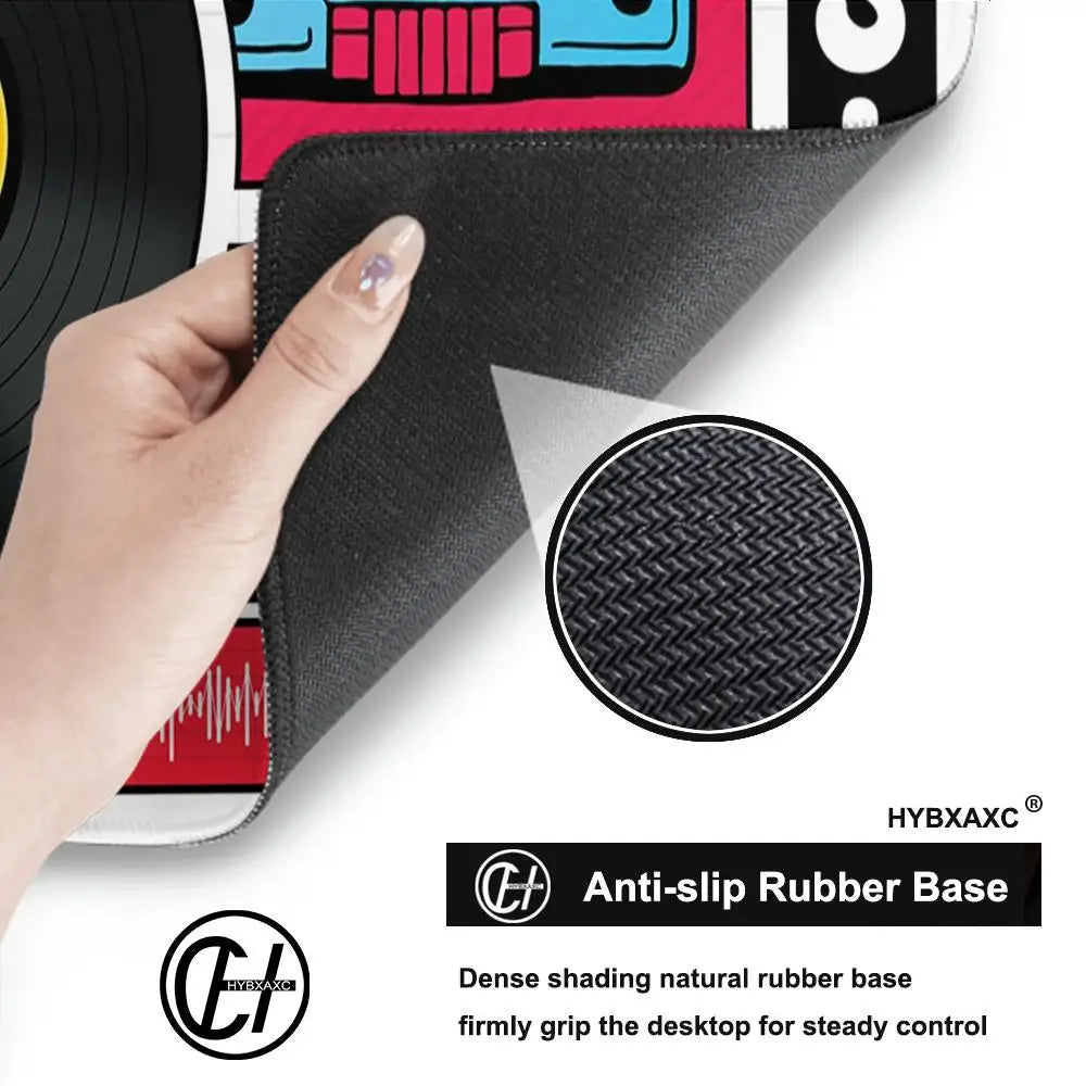 HYBXAXC Audio Cassette Large Mouse Mat Art Mousepad Big Rubber Base Mouse Pad Music Deskpad Extended Mat 400x900 Office Tablepad