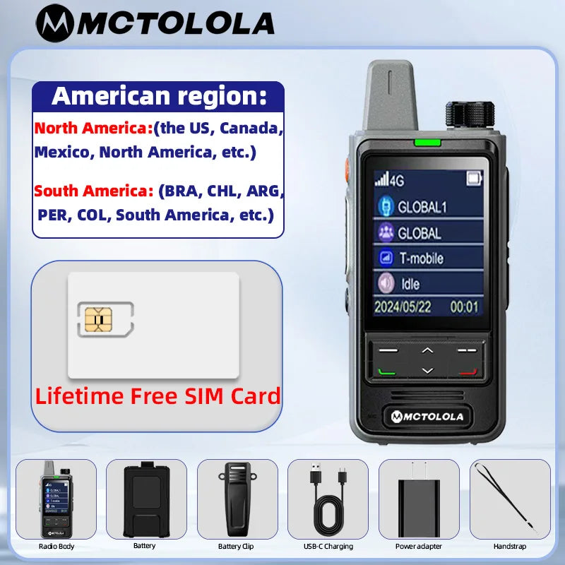 MOTOLOLA 4G Lifetime Free SIM Card Handheld Radio 2.4-inch Large Screen Remote 5000km Bidirectional Wireless Communication Equip