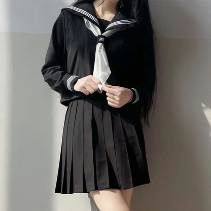 Japanese School Uniform Girls Plus Size Jk Suit Plus size Basic Sailor Uniform Women Long Sleeve Suit