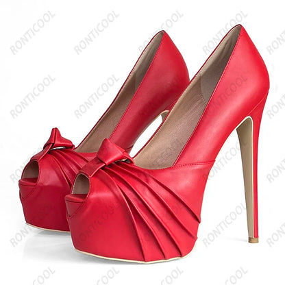 Ronticool New Fashion Women Platform Pumps Stiletto Heels Peep Toe Gorgeous Gold Party Shoes US Plus Size 5-20
