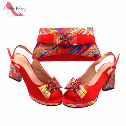 2024 New Design Italian Women Shoes and Bag to Match in Super High Heels in Yellow African Ladies Sandals for Wedding Party